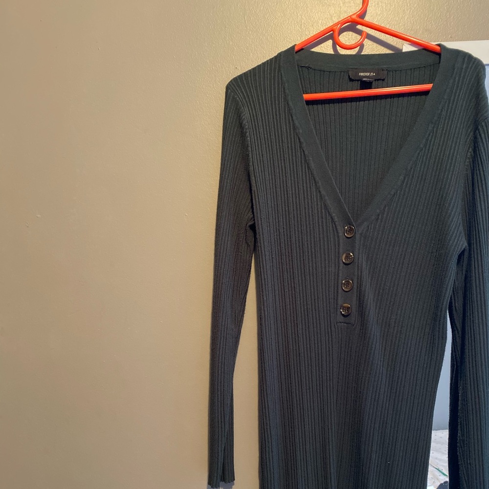 Green cardigan dress